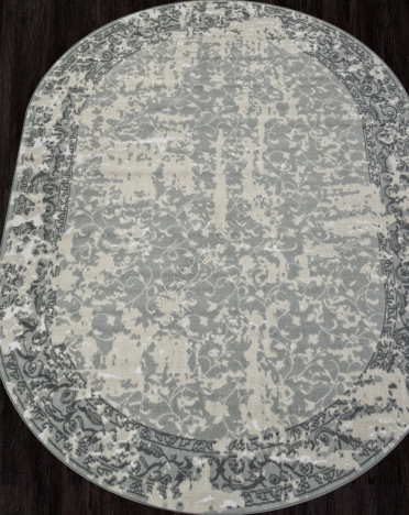 Ковер российский F268 CUBA (Полиэстер, серый) овальный