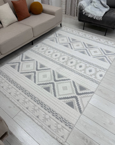 Ковер турецкий PL-273 Поло (Полиэстер, серый, кремовый)