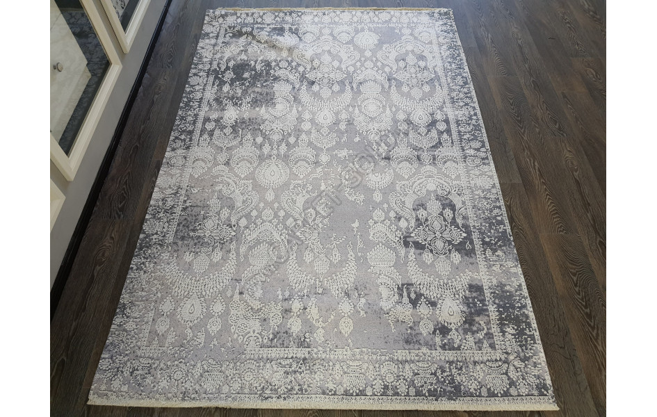 Безворсовый ковер лофт дизайн BANCO P1055 GREY-WHITE