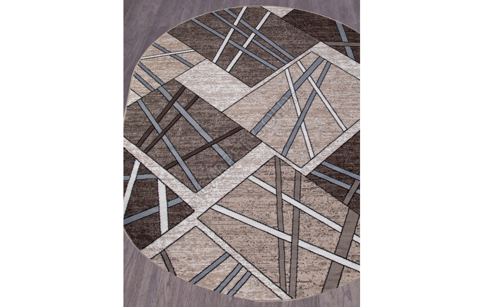 Ковер D487 - BEIGE-BROWN 2 - Овал - коллекция SIERRA