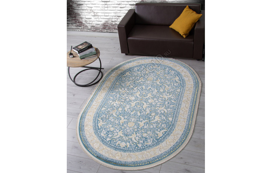 Ковер M101B - BLUE / BLUE - Овал - коллекция ZARINA